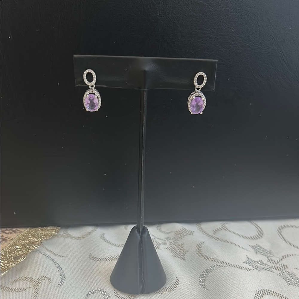 Elegant Purple Gemstone Earrings